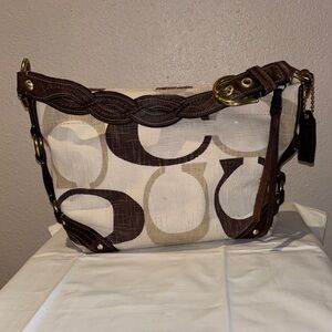 Coach Brown and Cream Shoulder Bag